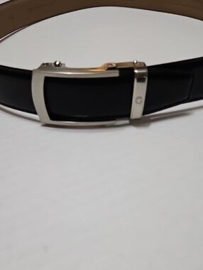 Nexbelt Classic Black Men's Leather Belt with Silver Buckle Size M
